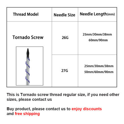El tornillo Pdo del tornado rosca 27G 38m m Hilos absorbible para el ajuste de la piel