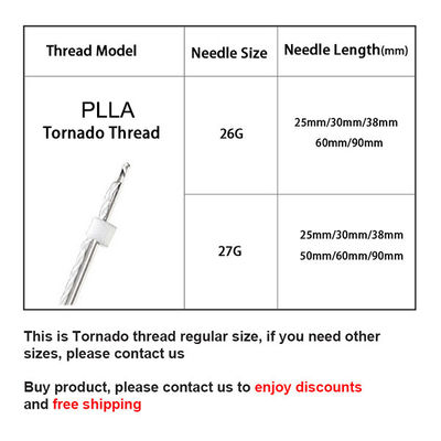 El tornado Plla rosca la línea absorbible disponible eficaz segura del cuidado de piel de 27G 90m m Corea