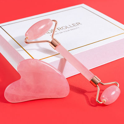 Sistema natural del Massager de la belleza del tablero de Guasha del cuidado de piel del rodillo de Jade Roller Double Head Silent del masaje facial