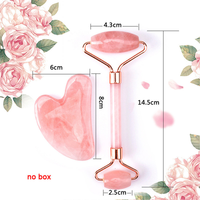 Sistema natural del Massager de la belleza del tablero de Guasha del cuidado de piel del rodillo de Jade Roller Double Head Silent del masaje facial