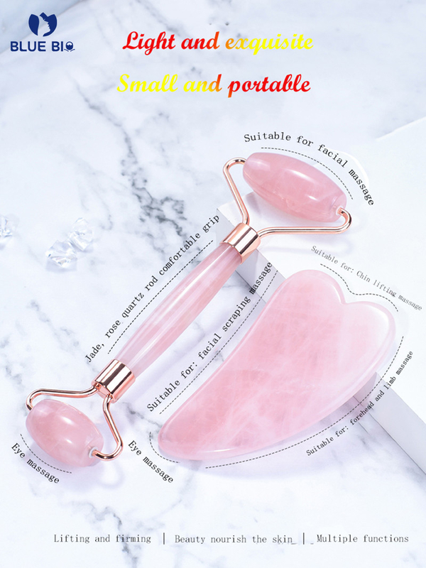 Sistema natural del Massager de la belleza del tablero de Guasha del cuidado de piel del rodillo de Jade Roller Double Head Silent del masaje facial